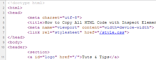 Copy All HTML Source Code with Inspect in Chrome - 1