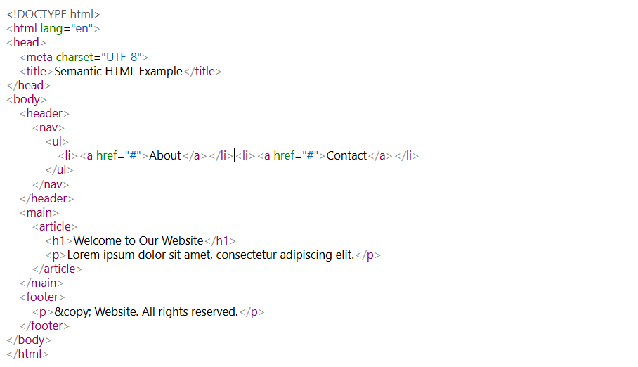 Semantic HTML Example