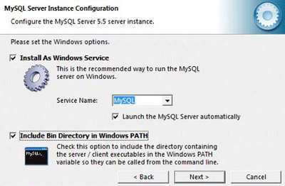 MySQL Windows Options