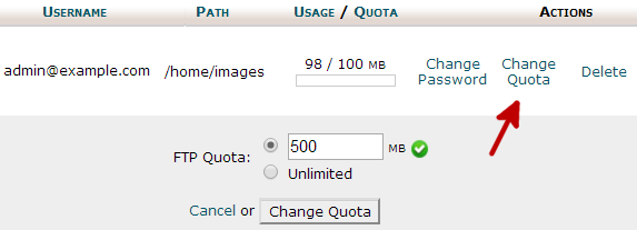 How to Set FTP Quota for an FTP Account - 3